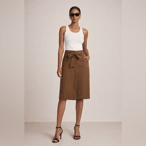 Vtg Kenzo Brown Pencil Skirt with Tie Front size 42